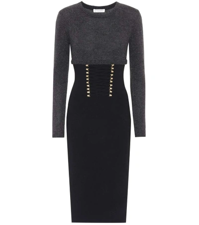 Altuzarra Ursula Two-tone Lace Up-detailed Knitted Dress In Black