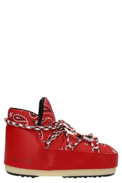 Alanui X Moon Boot 'pumps Bandana' Ankle Boots In Red