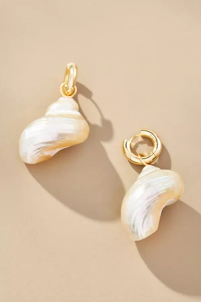 By Anthropologie Conch Shell Huggie Earrings In Gold