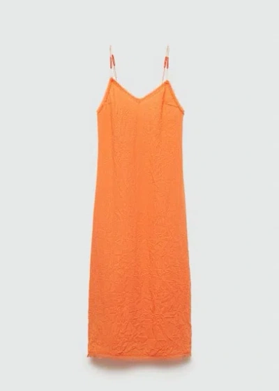 Mango Teen Beaded Straps Dress Pastel Orange