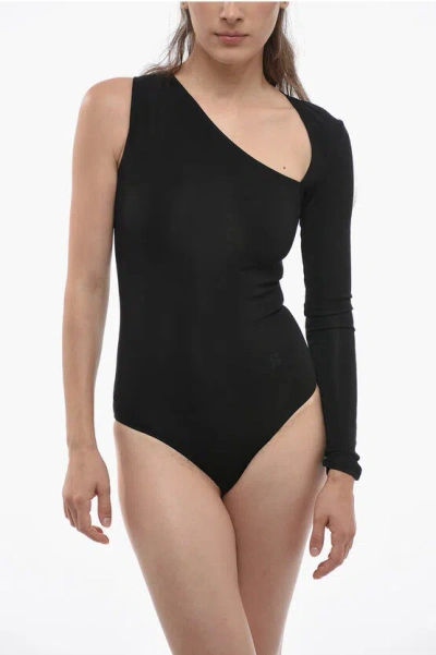 Givenchy One-sleeve Bodysuit With Asymmetric Neckline In Black