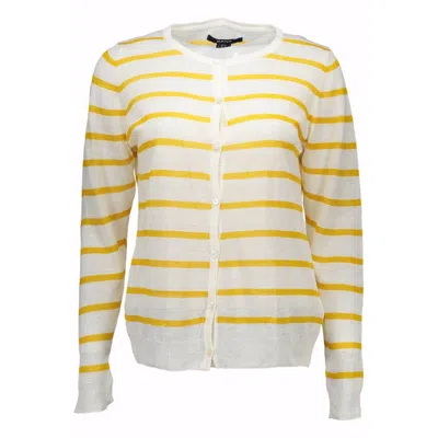 Gant White Cotton Sweater In Yellow