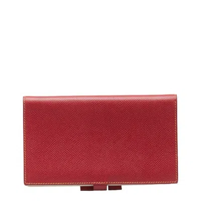 Hermes Vision Leather Wallet () In Red