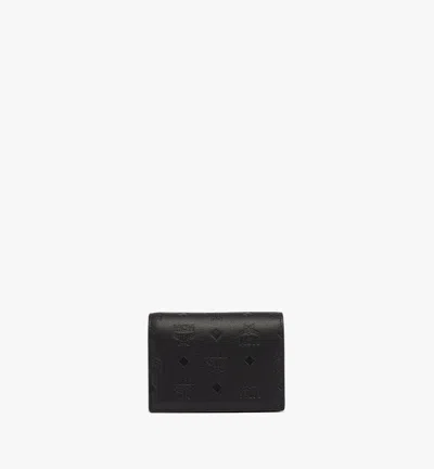 Mcm Aren Snap Wallet In Embossed Monogram Leather In Black