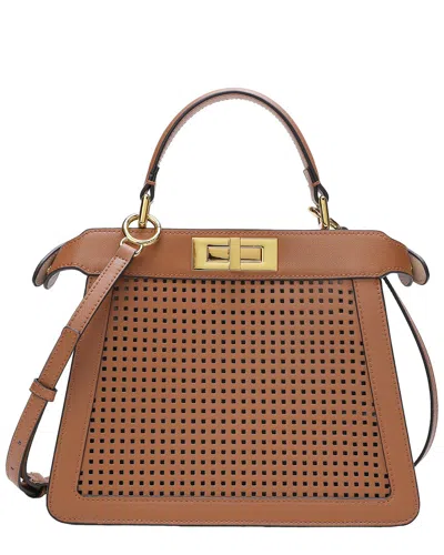 Tiffany & Fred Perforated Leather Top Handle Satchel In Brown