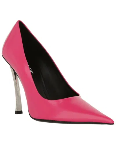 Versace Pin Point Leather Pump In Pink