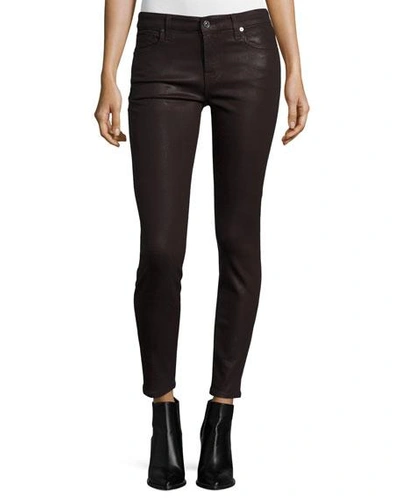 7 For All Mankind The Ankle Skinny Coated Jeans, Plum