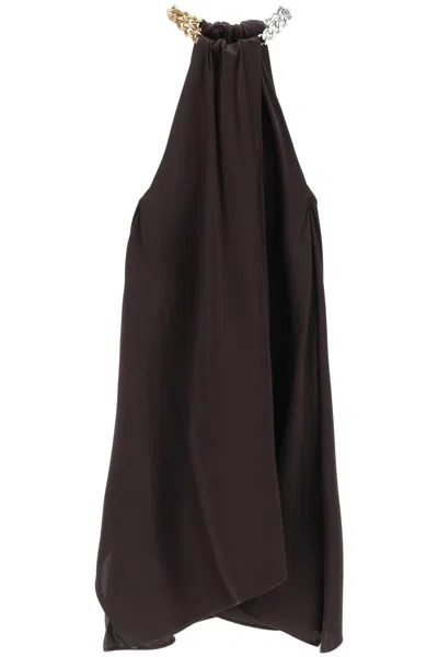 Stella Mccartney Stella Mc Cartney Satin Midi Dress With Chain Detail In 棕色的