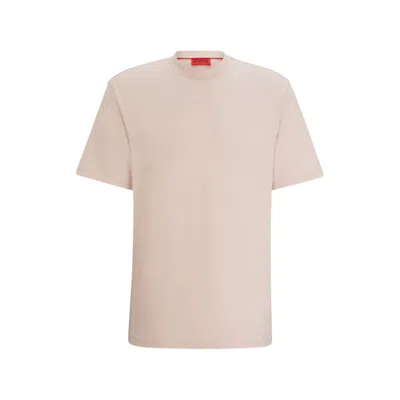 Hugo Cotton-jersey Relaxed-fit T-shirt With Logo Print In Light Pink