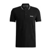 Hugo Boss Paddy Pro Mens Cotton Blend Polo Shirt With Contrast Logos In Black