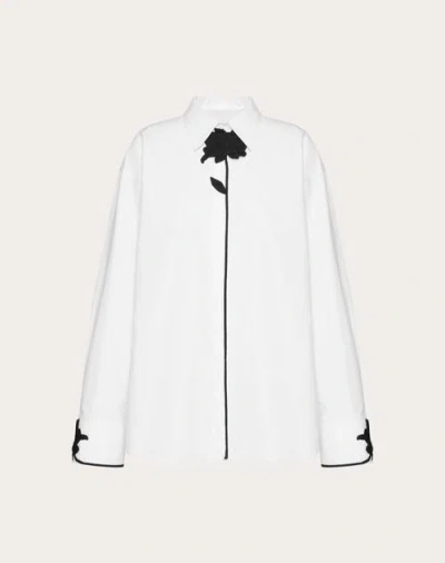 Valentino Floral-appliqué Cotton Shirt In White