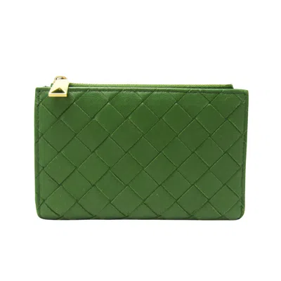 Bottega Veneta Intrecciato Green Leather Wallet  ()