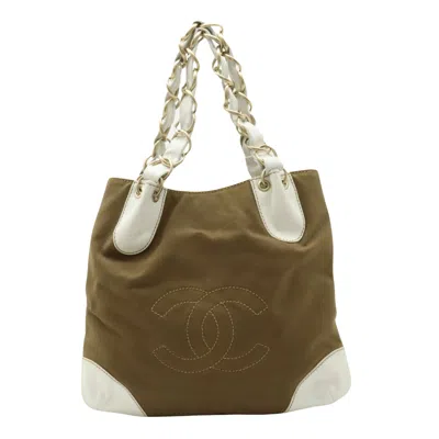 Pre-owned Chanel Logo Cc Brown Canvas Tote Bag ()