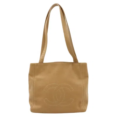Pre-owned Chanel Logo Cc Camel Leather Tote Bag ()