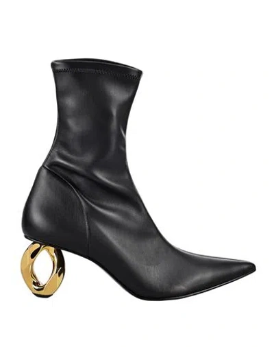 Jw Anderson Chain Leather Heeled Ankle Boots In Black/comb