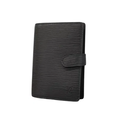 Pre-owned Louis Vuitton Agenda Cover Black Leather Wallet  ()