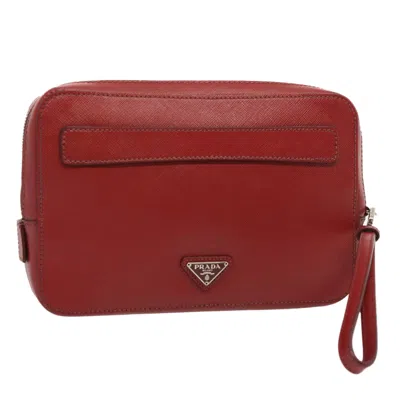 Prada Pionnière Red Leather Clutch Bag ()