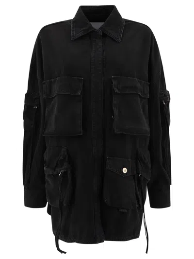 Attico Fern Coats In Black