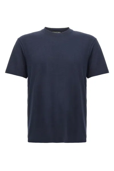 Tom Ford Men Cotton Lyocell T-shirt In Blue