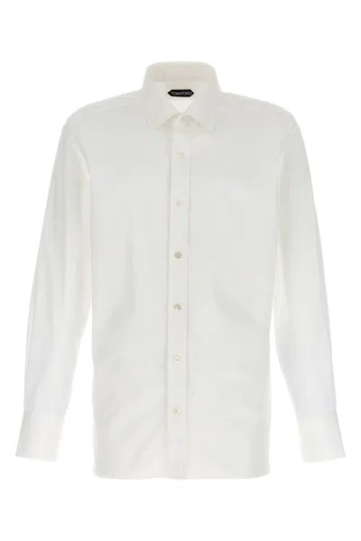 Tom Ford Men Cotton Poplin Shirt In White
