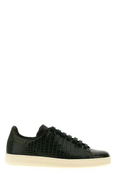 Tom Ford Croc Print Trainers In Green