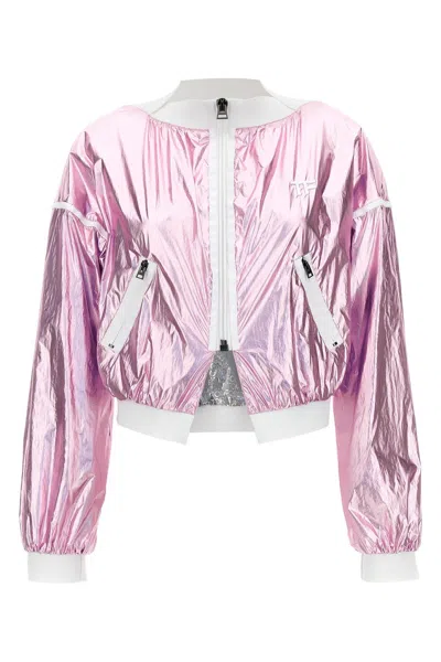 Tom Ford Laminated Track Bomber Jacket In Pink