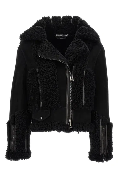 Tom Ford Women Suede Shearling Jacket In Black