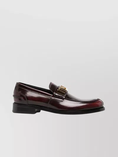 Versace Greca Leather Loafers In Red