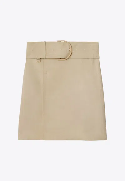 Burberry Belted Mini Wrap Skirt In Neutral