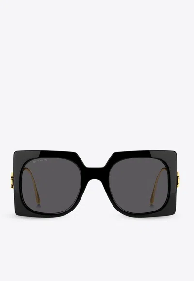 Etro Bold Pegaso Square-frame Sunglasses In Black