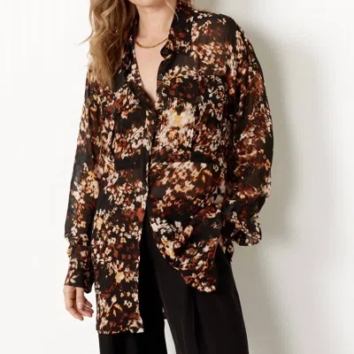 Dries Van Noten Cross Tris Shirt In Dark Brown Floral