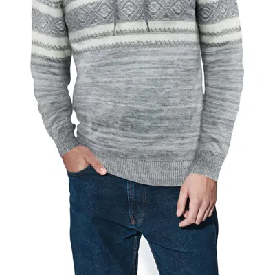 X-ray Stripe Pattern Hooded Pullover Sweater In Grey