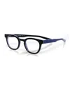Eyebobs Waylaid Square Acetate Readers In Black / Blue
