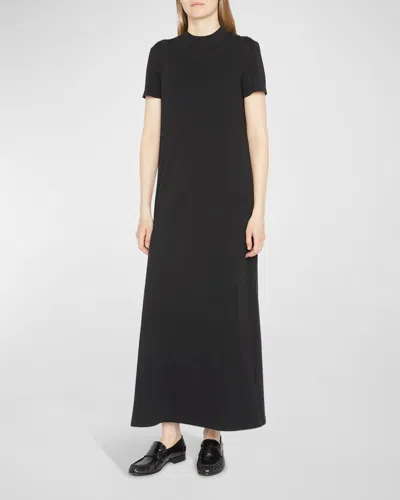 The Row Maritza Layered Organic Cotton Maxi Dress In Black