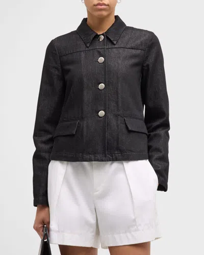 Emporio Armani Button-down Denim Jacket In Black Denim