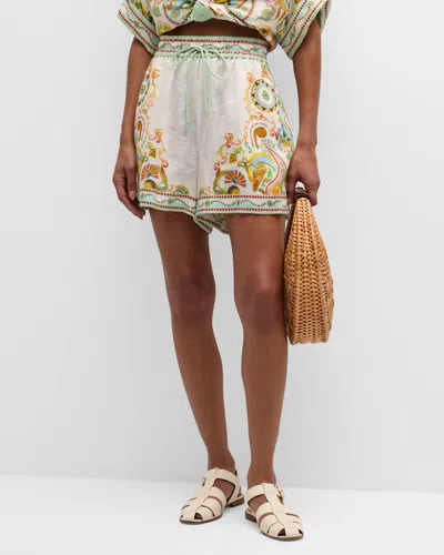 Alemais Pinball Printed Linen Shorts In Multi