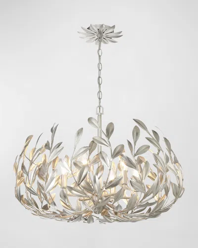 Crystorama Broche 27" 6-light Inverted Pendant Chandelier In Antique Silver