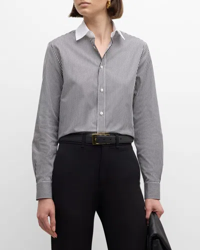Ralph Lauren Destry Bengal Striped Button-down Shirt In Blkwht