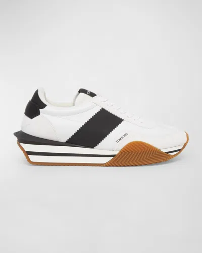 Tom Ford White Suede James Sneakers In Multicolor