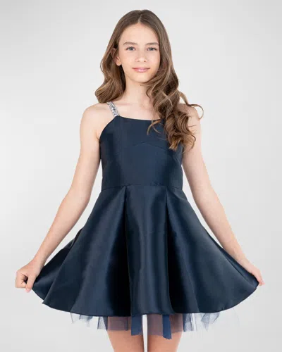 Zoe Kids' Girl's Henley A-line Dress In Navy