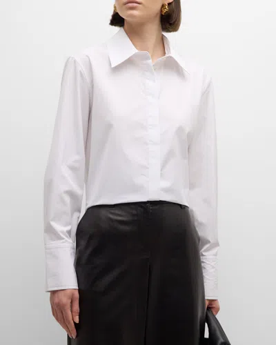 Co Fitted Button-down Tton Shirt In White