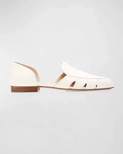 Gabriela Hearst Rory Leather Cutout Loafers In Cream