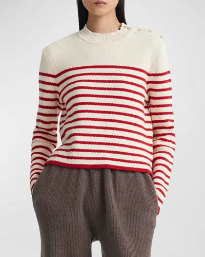 Altuzarra oz Cashmere-blend Striped Sweater In Ivory/ Grenadine