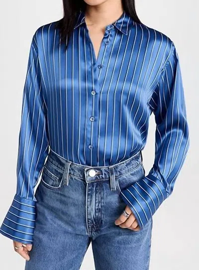 Frame The Standard Silk Button-front Shirt In Blue