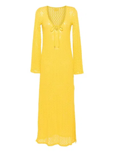 Fisico Guipure-lace Maxi Beach Dress In Yellow