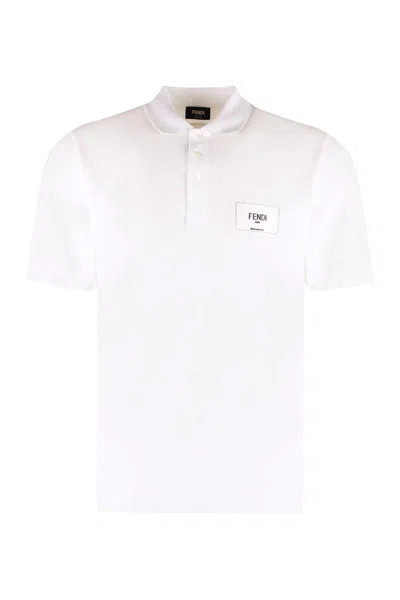 Fendi Cotton Piqué Polo Shirt In White