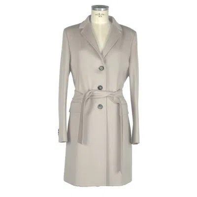 Made In Italy Beige Wool Elegance Belted Jacket In Gray