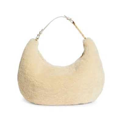 Off-white Cream Shearling Wool Chic Shoulder Bag In Neutral