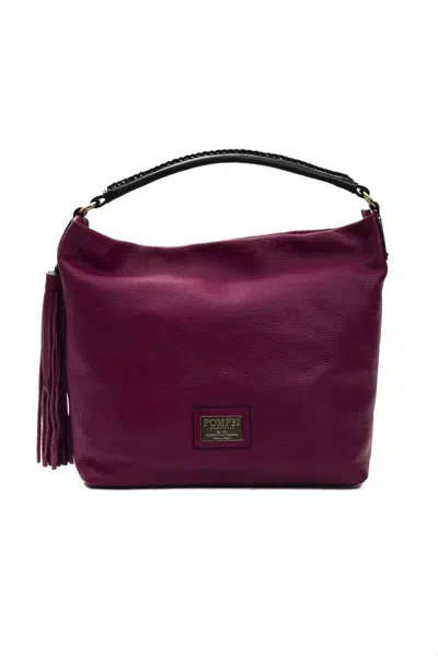 Pompei Donatella Elegant Burgundy Leather Shoulder Bag In Black