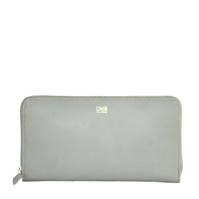 Cavalli Class Elegant Grey Calfskin Wallet For Her In Gray